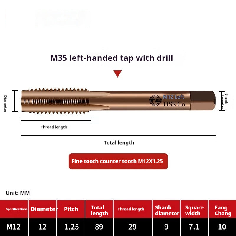 2122-M35 straight groove tap containing cobalt stainless steel, special fine tooth coarse tooth machine, tapping drill bit tool wire Shandong Denso Pricision Tools Co.,Ltd.